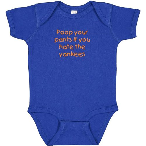Curiositees Mets Fan Poop Your Pants if You Hate the Yankees Funny Baby Bodysuit Outfit Gift