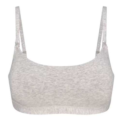 COTTON JERSEY MATERNITY NURSING SCOOP BRALETTE | LIGHT HEATHER GREY | SKIMS