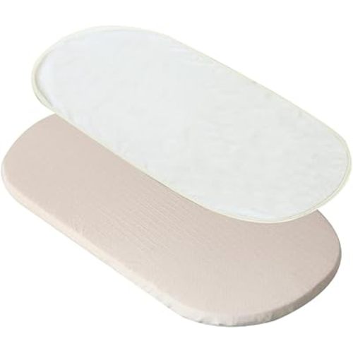 Baby Cradle Mattress Pad Oval Crib Bassinet Foam Mattress with Removable Organic Cotton Cover and Waterproof Pad Liner