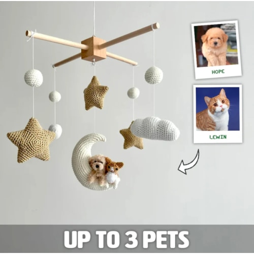 MY DOLLFY Pet Moon Brown | Custom Crochet Pet Nursery Baby Mobile – My Dollfy