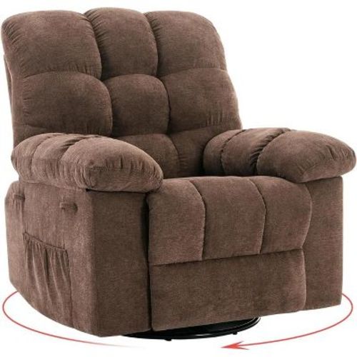 360° Swivel Rocking Recliner Chair with Chenille Fabric & Tool-Free Assembly