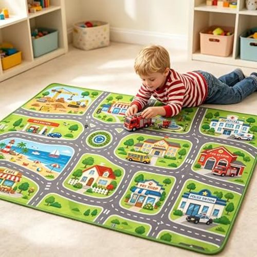 3x5 Kids Car Rug Play Mat City Road Play Rug for Toddlers