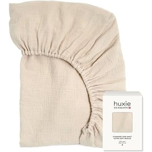 Crib Sheets – Organic Cotton Muslin Fitted Crib Sheet – Standard Size for Baby Boy and Baby Girl 28" x 52" Ultra-Soft and Breathable. (Fog)