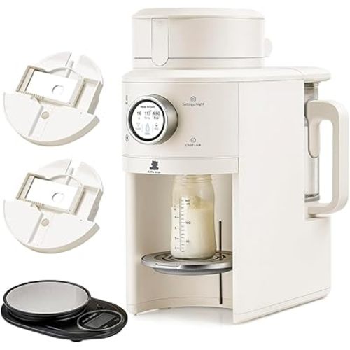 Snow Bear Baby Formula Maker–One Touch Formula Dispenser Mix Warm, Precise Powder Water Ratio & Memory Setting,Sealed Powder Container,Auto Lifting Platform for No Mess fits Most Bottle Formula Brand
