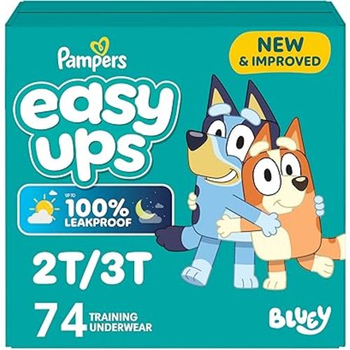 Pampers Training Pants - Easy Ups Boys & Girls Bluey - Size 2T-3T, 74 Count, Children's Potty Underwear (Packaging May Vary)