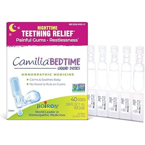 Boiron Camilia Bedtime Drops - 40 Count for Nighttime Teething Relief, Painful Gums, Restlessness, and Irritability - Sterile Liquid Doses