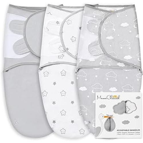 Mama Cheetah Baby Swaddle Sack, Organic Swaddle Blanket, Newborn Swaddling Sleep Sacks, Adjustable Easy Swaddles for Boy Girl 0-3 Month, Baby Essentials, Nursery Swaddling, 3-Pack