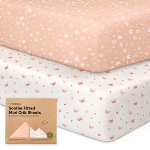 KeaBabies Mini Crib Sheets for Baby Girl, Boy, 2-Pack Soothe Pack and Play Sheets Fitted, 38x26 Organic Pack N Play Mattress Sheet