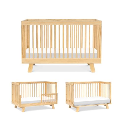 babyletto Hudson 3-in-1 Convertible Baby Crib with Toddler Bed & Daybed Conversion - Easy to Assemble - GREENGUARD Gold Certified w/ 4 Adjustable Mattress Heights - Natural