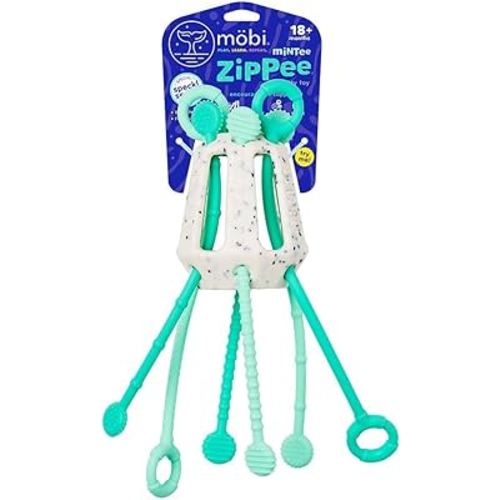Mobi Zippee Activity Toy - Sensory Activities for Toddlers and Kids, BPA-Free and Food Grade Silicone, Montessori Learning Games for Ages +1 (Mintee)