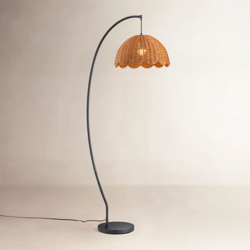 Bay Isle Home™ 69" Arched/Arc Rattan Black Floor Lamp With Remote Control,Bulb Included & Reviews | Wayfair