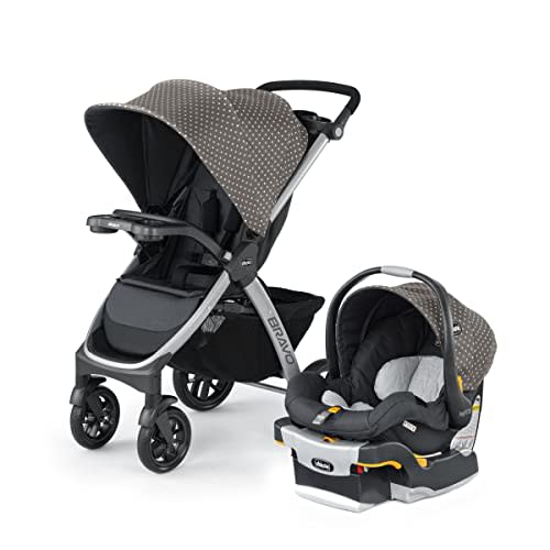 Chicco Bravo 3-in-1 Trio Travel System, Bravo Quick-Fold Stroller with KeyFit 30 Infant Car Seat and Base, Car Seat and Stroller Combo | Calla/Grey