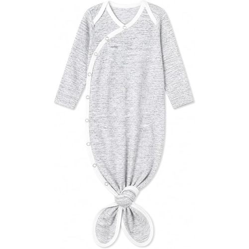 Copper Pearl Baby Gown - Knotted Newborn Sleepers for Baby Boy and Girl, Soft Stretchy Long Sleeve Infant Gowns with Bottom Tie and Hand Mittens, Perfect Hospital Coming Home Outfit (Asher)