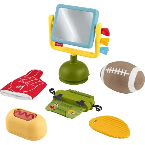 Fisher-Price Baby Toys Mini Me Moments Tiny Tailgater Set, 6 Sports-Themed Sensory Activities for Newborns Ages 3+ Months