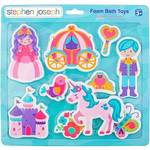 Stephen Joseph, Floating Foam Bath Character 10-Piece Toy Set, Princess (SJ1148), Small