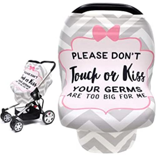 Metplus No Touch Sign Car Seat Cover for Babies, Mom Nursing Covers Breastfeeding Scarf, Multi Use Infant Carseat Canopy for Newborn Carrier/Stroller/Shopping Cart, Baby Shower Gifts for Boy Girl