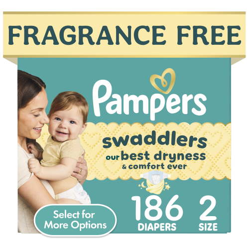 Pampers Swaddlers Baby Diapers Size 2, 186 Count (Select for More Options)