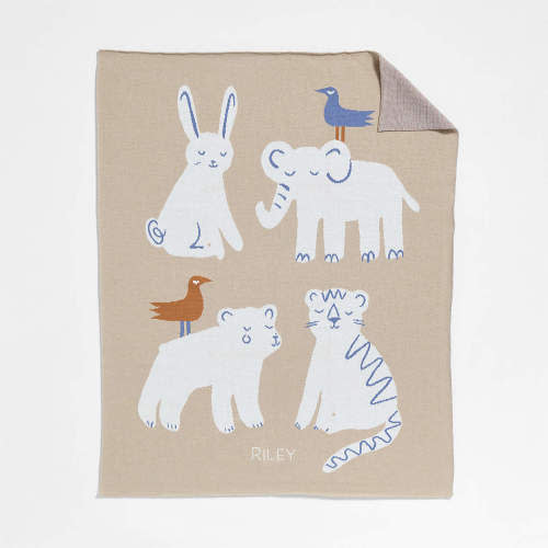 Heirloom Animal Printed Organic Cotton Baby Blanket