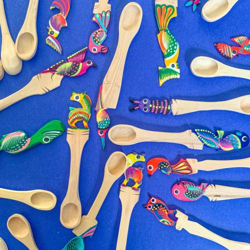 Small Animalitos Wooden Salt Spoon 3 - 4.5 inches // Handmade in Oaxaca, Mexico // Zero Waste Reusable Spoons