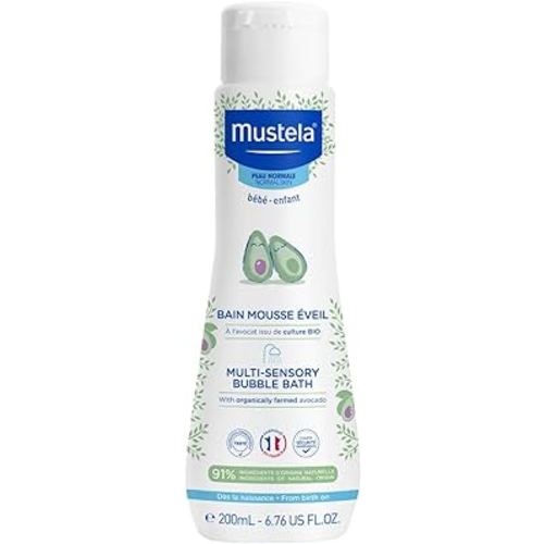 Mustela Baby Multi-Sensory Bubble Bath with Natural Avocado – Biodegradable Formula - 6.76 oz. – Packaging may vary