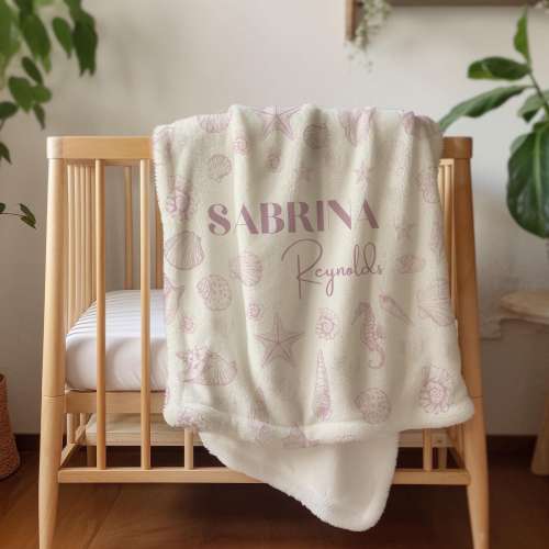 Personalized Blanket Girl Nautical Nursery Crib Blanket Hospital Newborn Name Blanket Under the Sea Baby Shower Girl Gift Ocean Crib Bedding