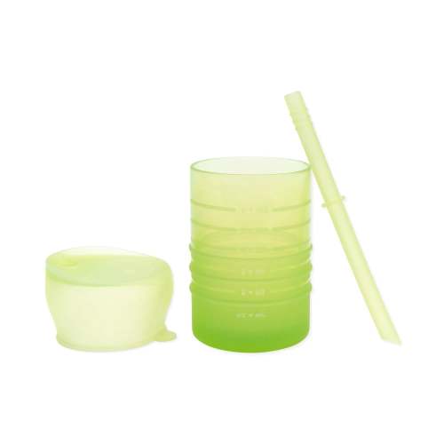 3-in-1 Silicone Toddler Sippy Cup w/ Straw & Lid in Sage | Bumkins