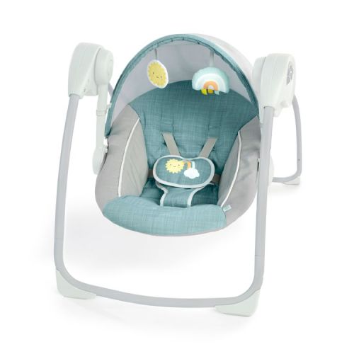 Ingenuity Sun Valley Canopy Portable Swing - Teal: Metal Material, 5-Point Harness, Battery Operated