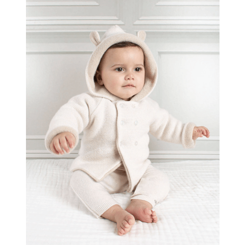 Baby Knitted Teddy Bear Coat in Off White | Trotters – Trotters Childrenswear USA (Size 6)