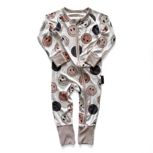 BAMBOO RIBBED CRUISER PAJAMAS - SMILEYS – REMI + RAE CO.