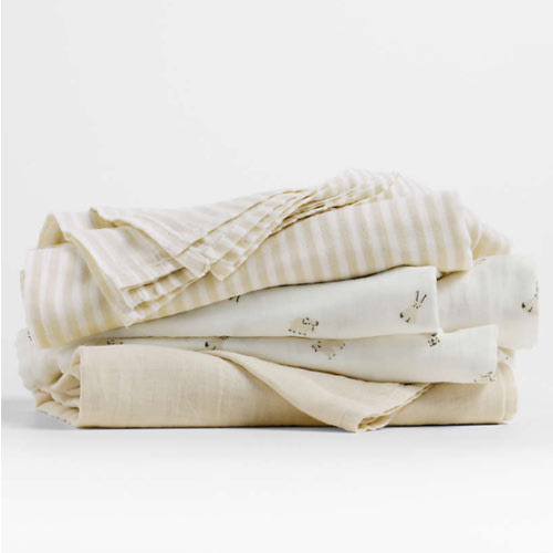 Supersoft Natural 100% Organic Cotton Gauze Sleepytime Baby Swaddle Blankets, Set of 3