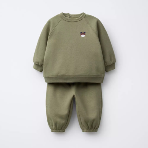 PRINT SWEATSHIRT AND JOGGER SET - Khaki | ZARA United States