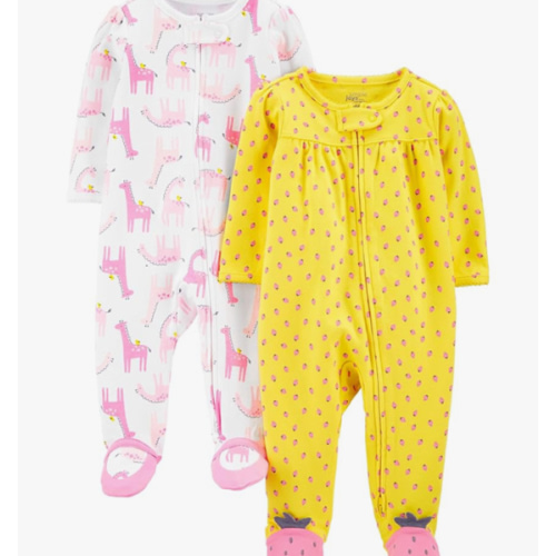 Simple Joys by Carter's Baby Girls' Cotton Footed Sleep and Play, Pack of 2