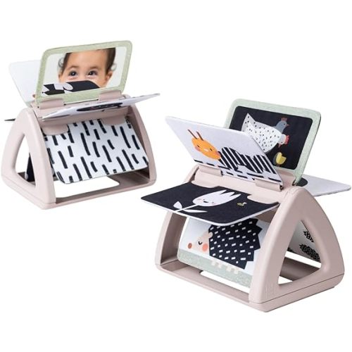 Taf Toys Black & White Rattling Spinning Book High Contrast Newborn Baby Toy 0-6 6-12 Months with Mirror for Visual Stimulation, Tummy Time & Early Cognitive Development, Montessori Learning Activity