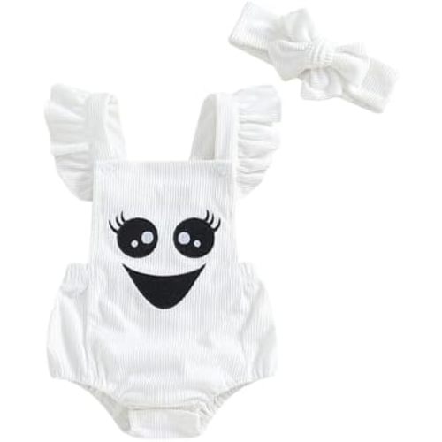 My First Halloween Baby Girl Outfit Newborn Pumpkin Face Print Bubble Romper Jumpsuit Overalls Pumpkin Clothes