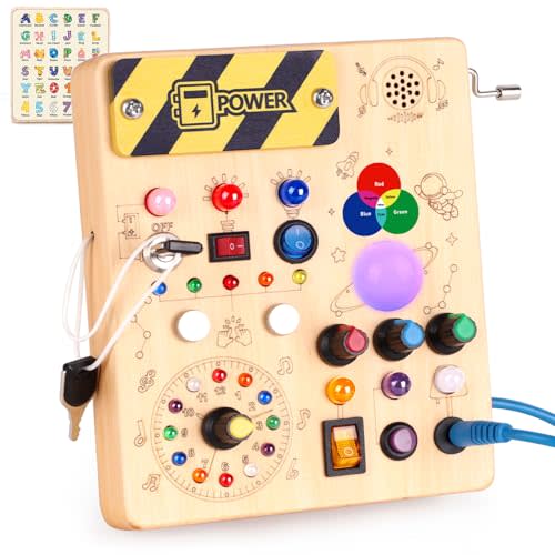 Konijiwa Busy Board, Montessori Toys for 1-3 Years Old Boys & Girls, Sensory Toys for Kids with Autism, Toddlers Learning Activity for Early Development (Busy Board v5)