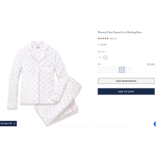 Women's Pima Pajama Set in Blushing Bows