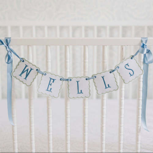 Blue and Green Dot Name Banner – The Little Lamb House