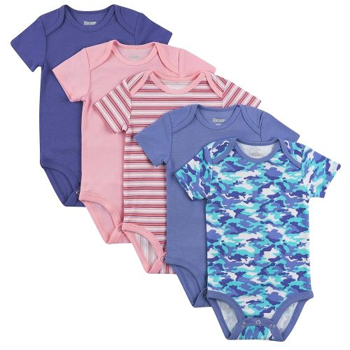 Hanes Baby Bodysuits, Ultimate Flexy Short Sleeve for Boys & Girls, 5-Pack
