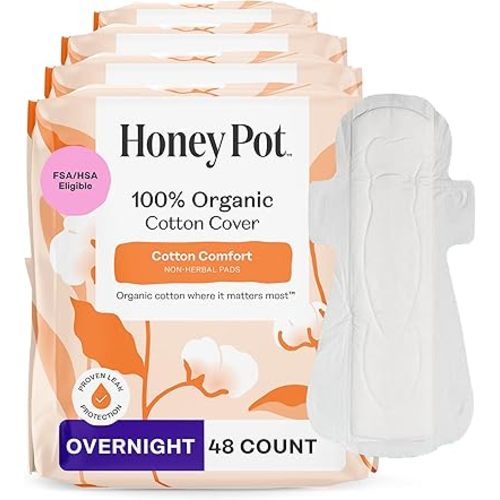 The Honey Pot Company - Cotton Comfort - Overnight Pads for Women