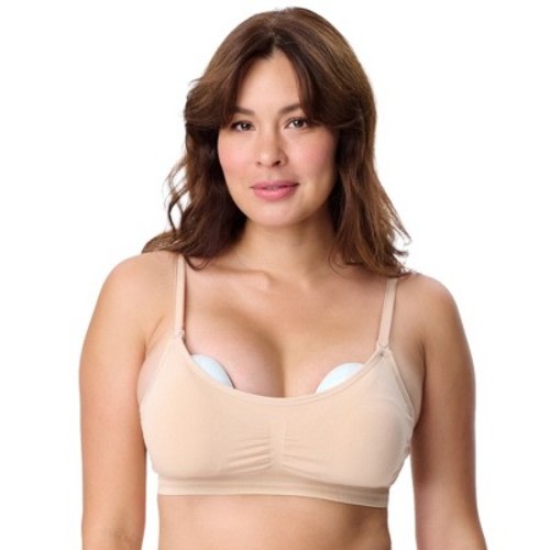 Motherhood Maternity Women's Seamless Nursing and Hands-Free Pumping Bra- Light Beige, XX Large