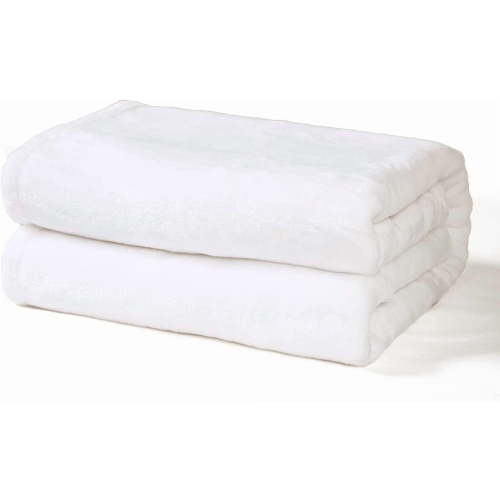 Exclusivo Mezcla Flannel Fleece Velvet Plush Throw Blanket - 40" x 50"(White)
