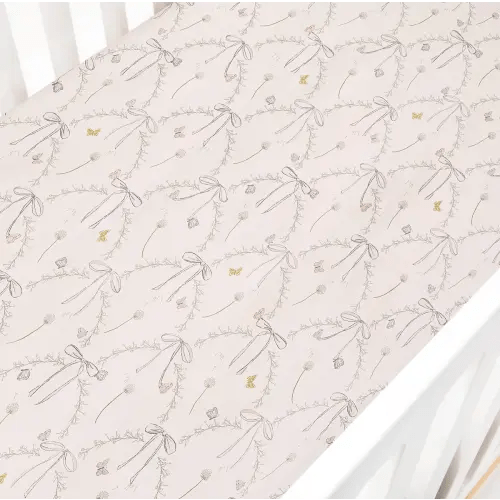 GOOSELINGS Bows & Butterfly Kisses Crib Sheet - Pink