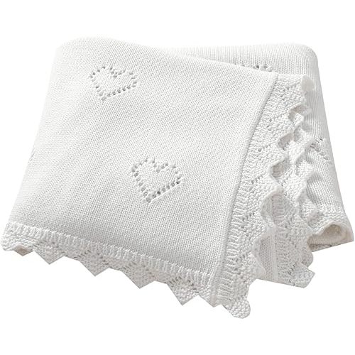 Baby Blanket Cotton Crochet Newborn Neutral Nursery Swaddling Blankets Soft Knitted Boys Girls Receiving Crib 30x40 Inch