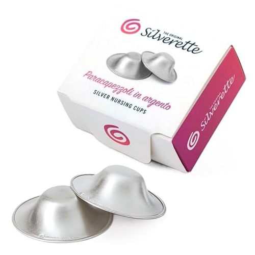 SILVERETTE® The Original Silver Nursing Cups, Nipple Covers for Breastfeeding Essentials, Model Number: 7300,Pure 925 Silver Nipple Shields for Breastfeeding, Lightweight Nursing Cups, Regular Size
