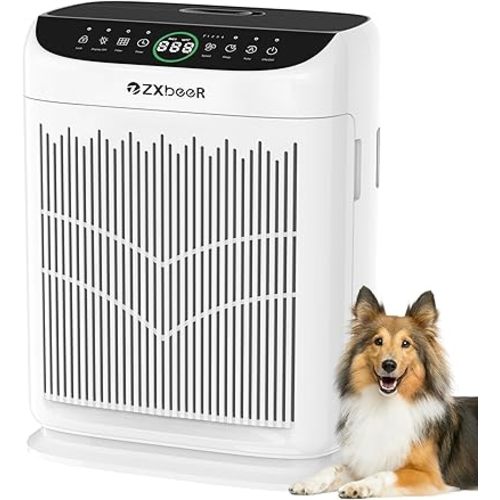 Air Purifiers for Home Large Room up to 3000 Ft², ZXBEER HEPA Double-Sided Air Purifier with Washable Filter, PM2.5 Air Quality Sensor, Aroma, 20dB Sleep Mode, Air Cleaner for Pets Bedroom (White)