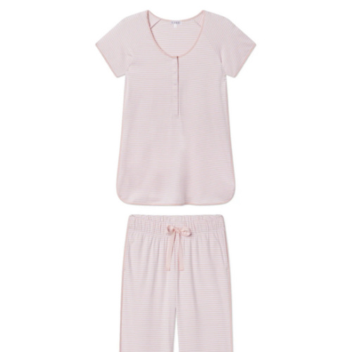 LAKE | Women | Pima Cotton Pajamas | English Rose Stripe Maternity Short Long Set