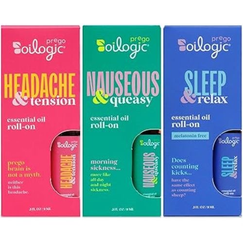 Oilogic Roll-On Essential Oils Set for Pregnant Women - 100% Pure Essential Oil Roller for Pregnancy - Sleep, Comfort, & Wellness Blends Safe for Pregnant Moms, 0.3 Fl Oz (Pack of 3)
