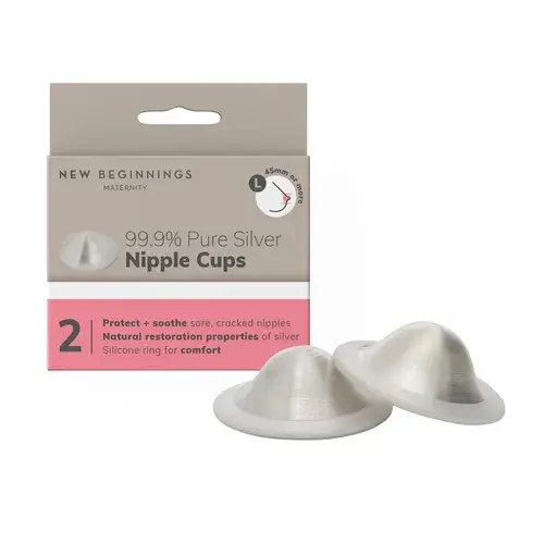 New Beginnings Silver Nursing Cups (L) | Baby Bunting AU