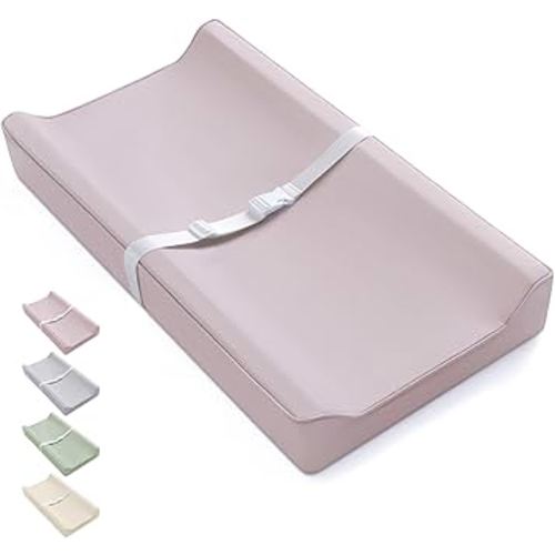 Blissful Diary Vegan Leather Baby Changing Pad with Waterproof & Wipe-Clean PU Cover, Standard Size Cozy Diaper Changing Pad for Dresser and Table, Taupe