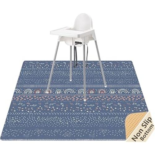 Splat Mat for Under High Chair/Arts/Crafts, WOMUMON 51" Waterproof Spill Mat Washable Non-Slip Floor Protector Splash Mat, Messy Mat and Table Cloth